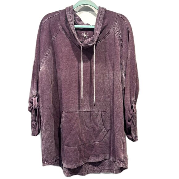 Calvin Klein Sweater Purple Long Sleeve Knit Cowl Neck Soft Causal Women sz XXL - Picture 1 of 10